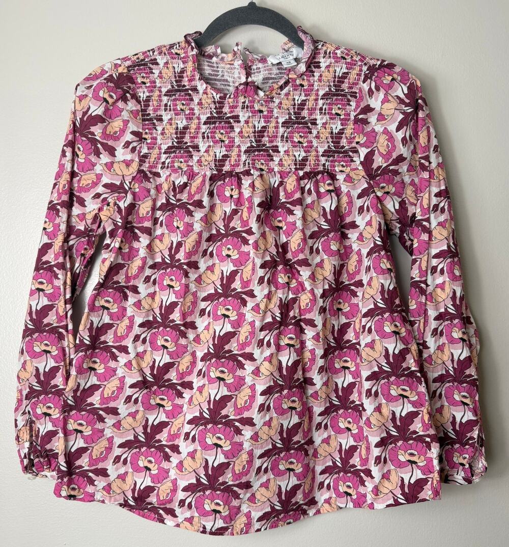 J. CREW LIBERTY TOP XS PINK TWEE COTTAGE FLORAL COTTON INDIE ROMANTIC PREPPY